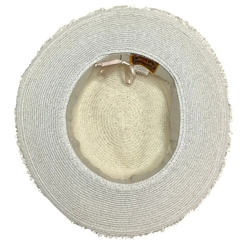 Scala Collezione Sun Beach Fringed Rim Hat Shell Band EUC